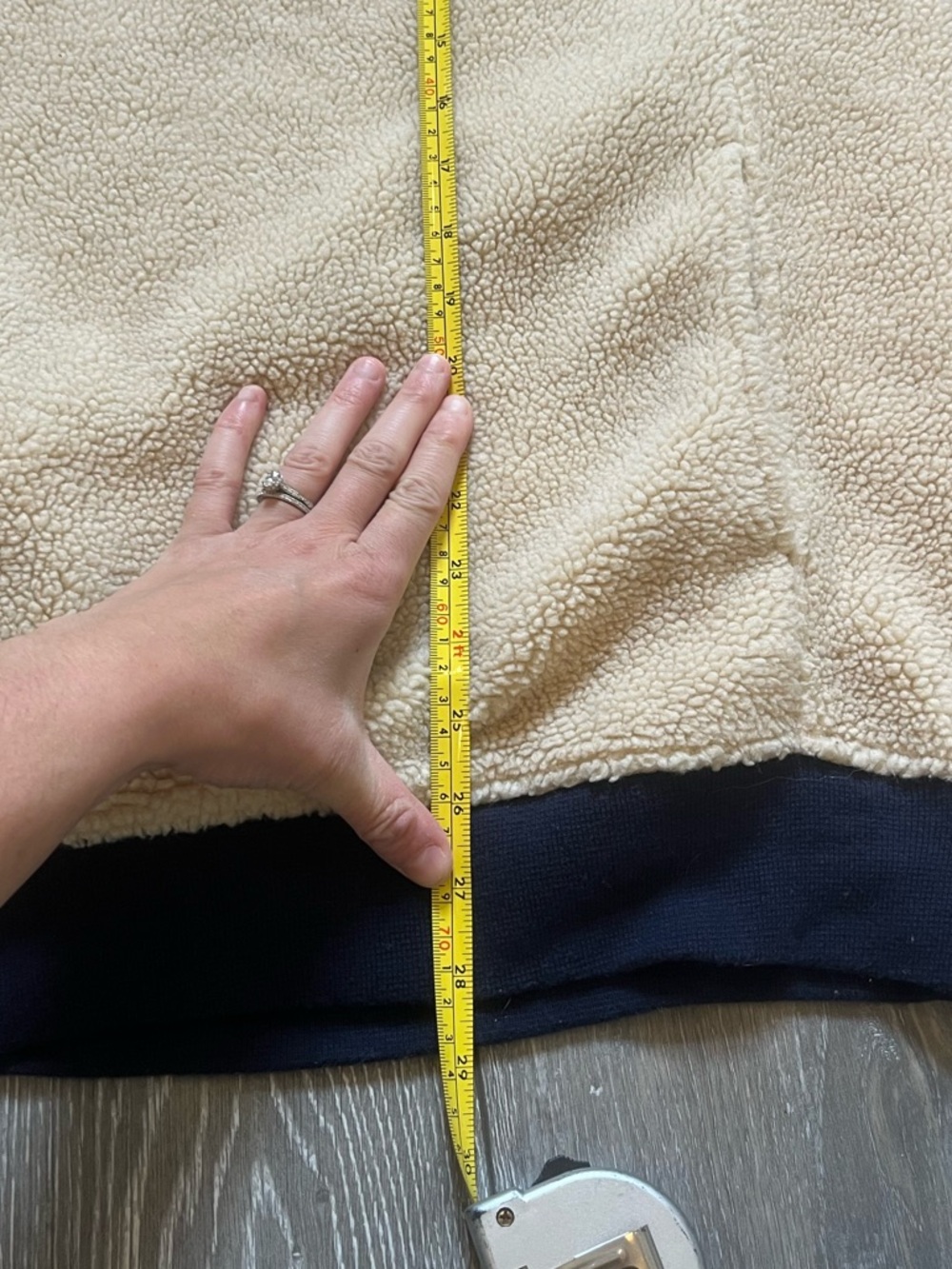 J. Crew Fleece Sherpa Cream Neutral Nordic Pullon Fisherman Sweater XL - Picture 7 of 7